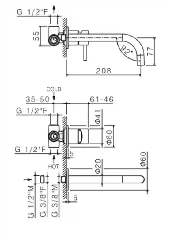 Смеситель VEMA для раковины TIBER STEEL