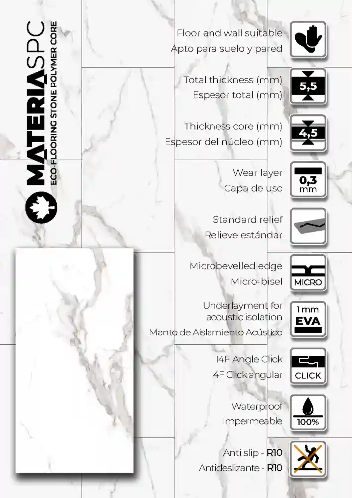 SPC кварц винил Marble Cristal