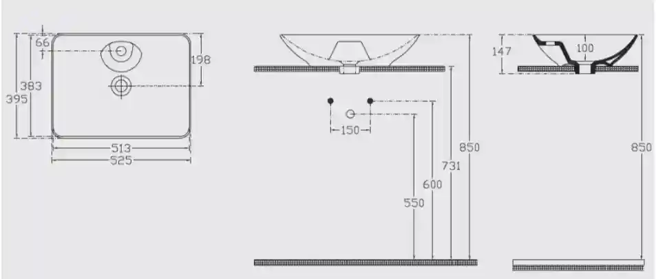 Sistema Y Washbasin 52 cm
