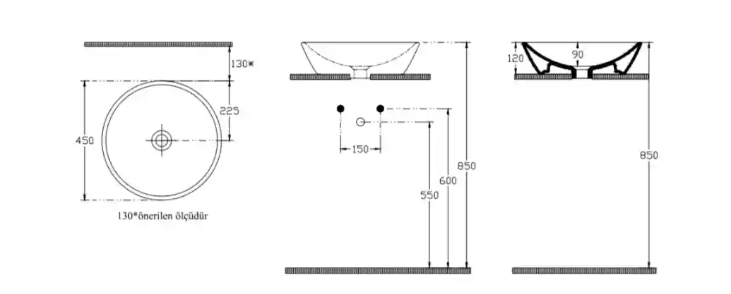 SISTEMA Y Washbasin 45 cm