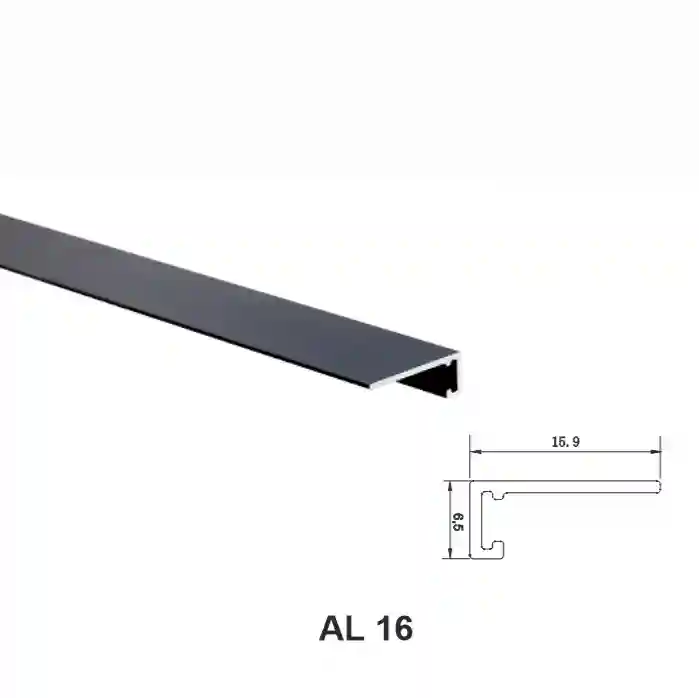 Plintă de podea micro AL 16, negru mat, 2,5 m