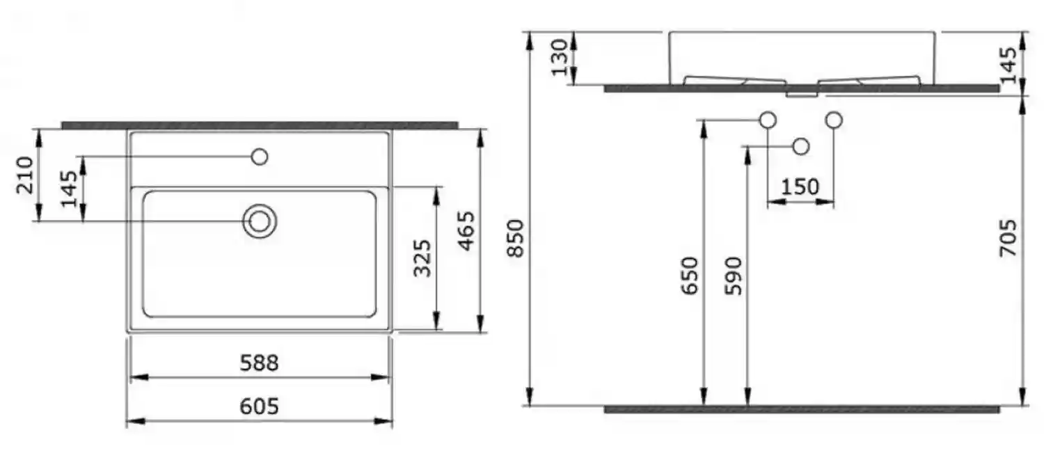 Lavoar Milano Slim Antracit Matt 60cm