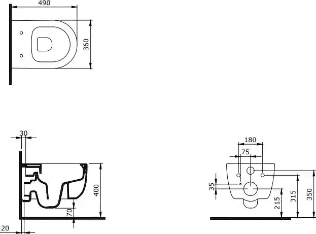 Vas veceu suspendat compact V Tondo WC 49cm Antracite Mat cu capac soft close