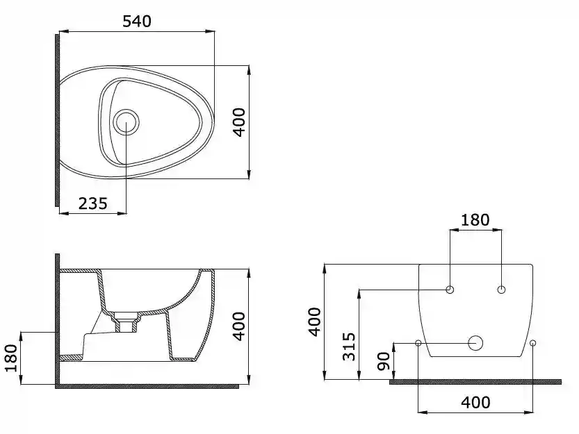Биде подвесной BOCCHI Etna Bidet 54cm White