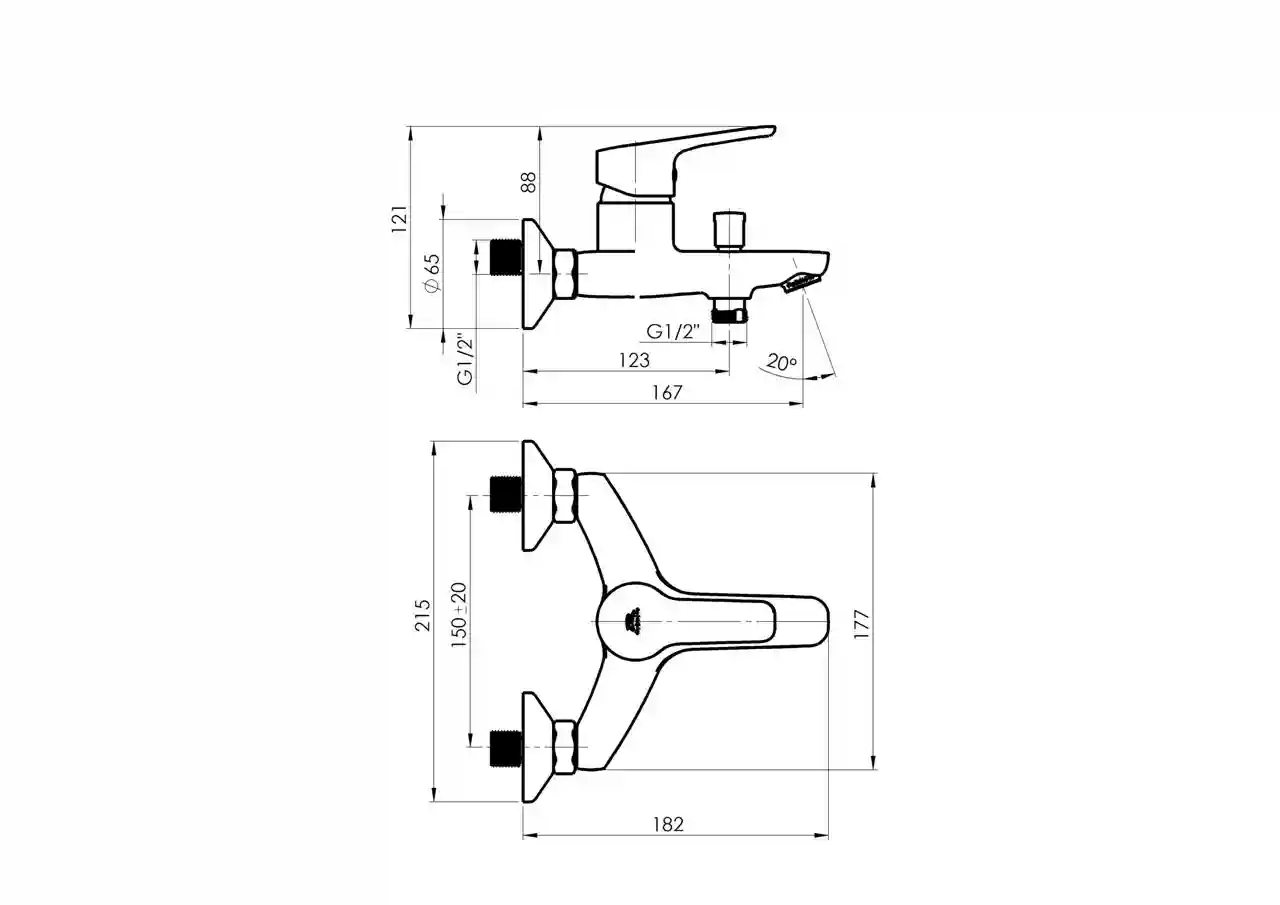Baterie pentru baie RUBINETA UNO-10/K (WT2) N10D671