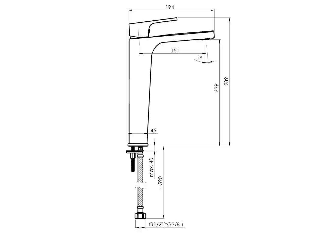 Baterie pentru lavoar XXL RUBINETA Modena-18/D (BK) MDD0068