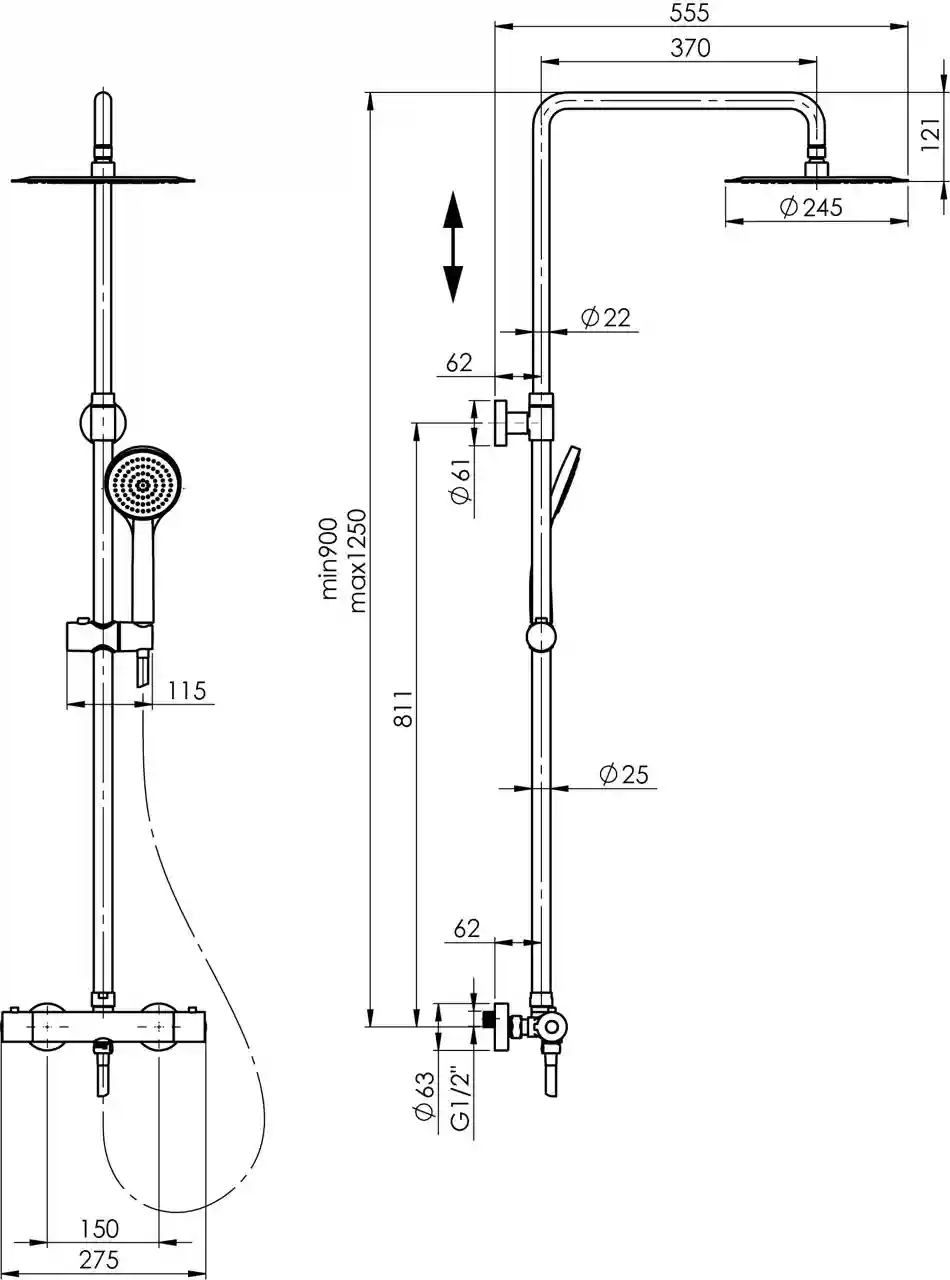 Coloana de dus RUBINETA OLO + THERMO-15 625047