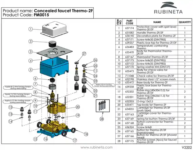 Душевая система RUBINETA THERMO-2F-OLO (SQ) 625039
