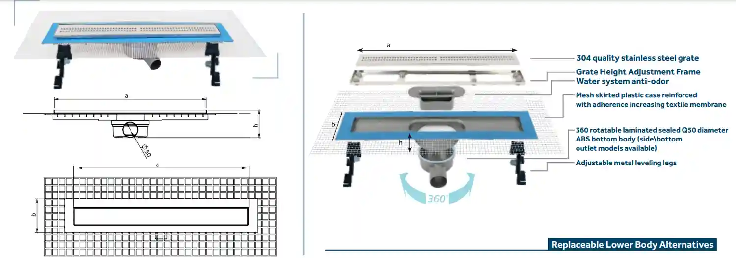 Линейный слив трап для душа Line 2 60cm Shower drain slot grate