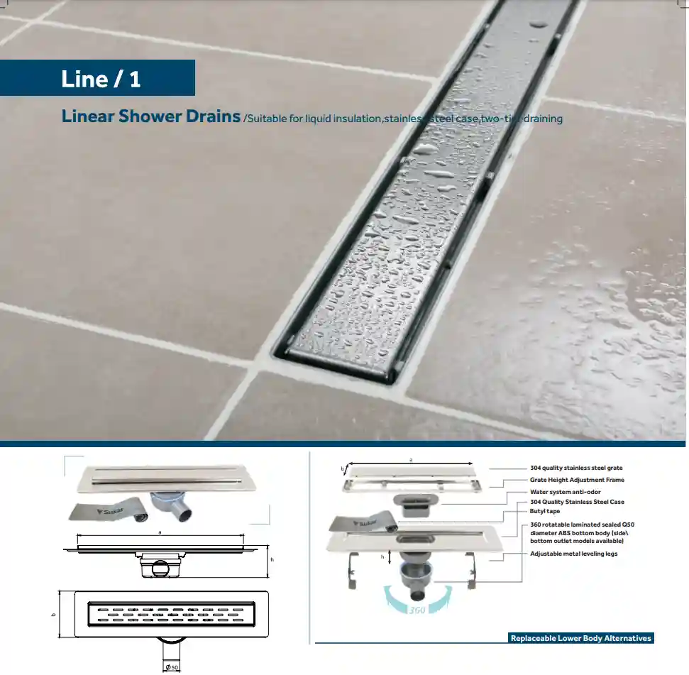 Линейный слив трап для душа Line 1 60cm Shower drain cube grate