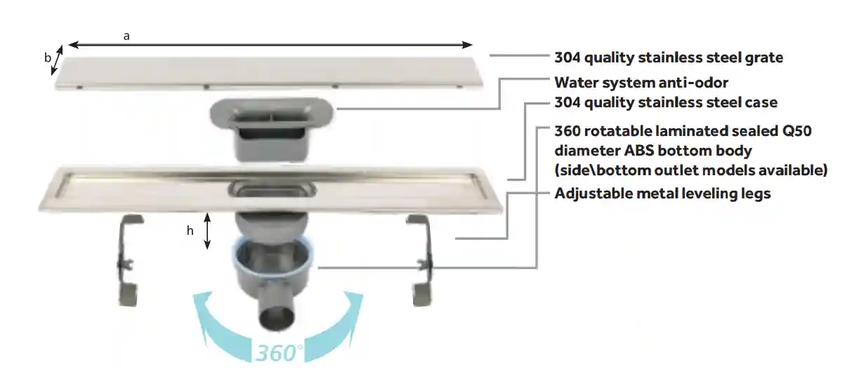 Линейный слив трап для душа без изоляционного подола Line 4-D 65cm Shower plain grate
