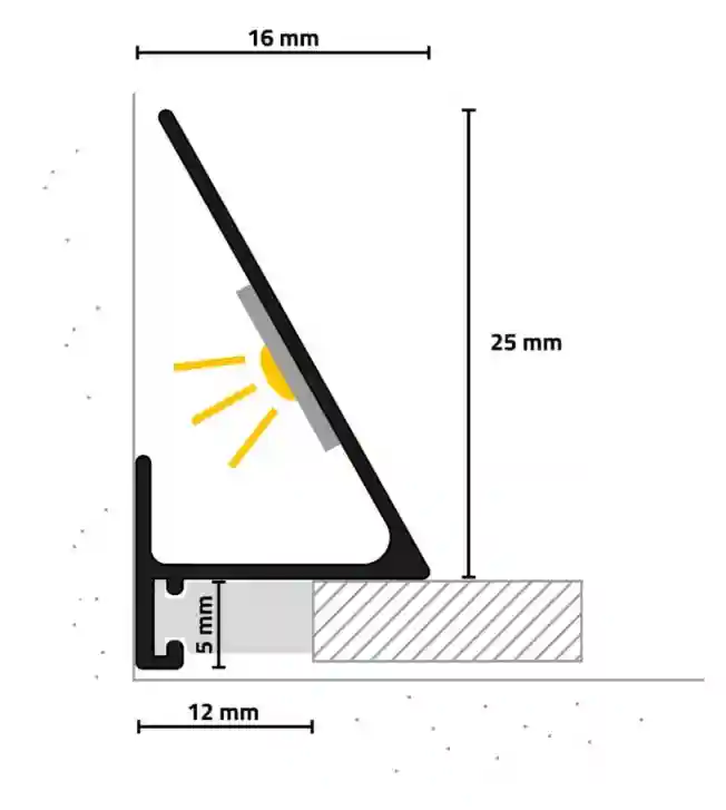Profilul de plinta SLED16X5 16Х25Х2000ММ Gold EV3