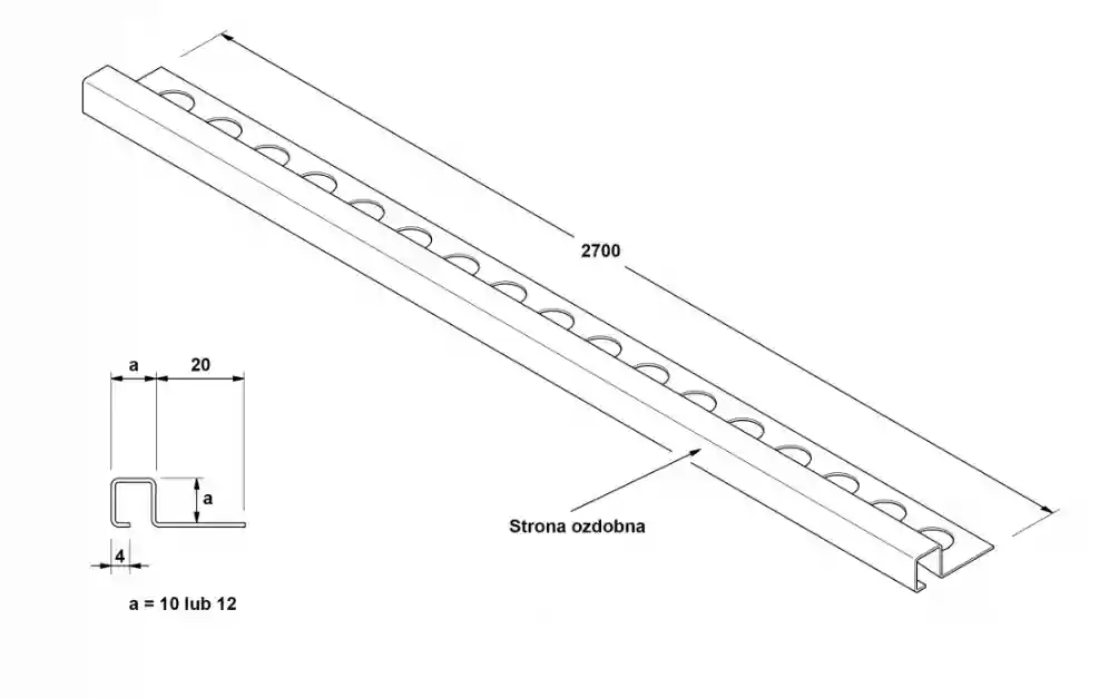 Profil Inox pentru gresie Q-10-2700-BLACK-BR 1,05 x 270cm