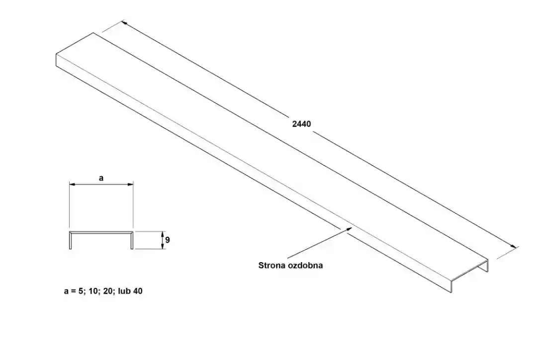 Стальной профиль U-5-2700-SILVER-MI 0.5x270cm