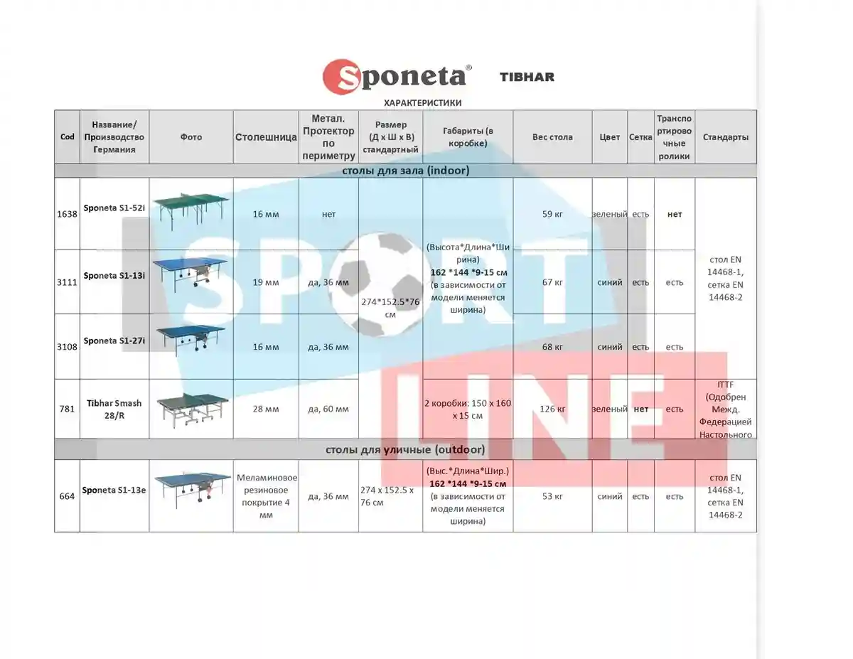 Masa tenis Sponeta S1-27i blue Indoor (3108)