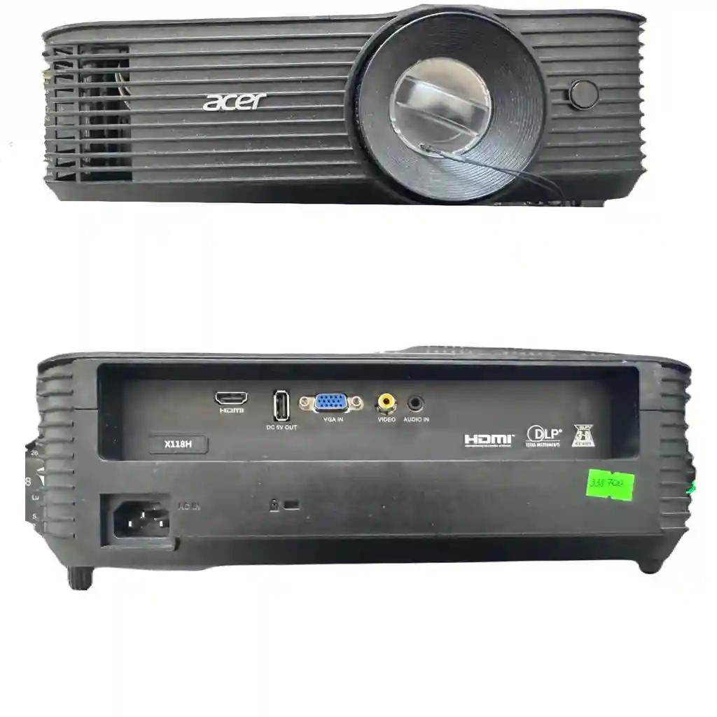 ACER X118H (MR.JPV11.001) DLP 3D, SVGA, 800x600, 20000:1, 3600Lm, 6000hrs (Eco), HDMI, VGA, USB-A, 3W Mono Speaker, Black, 2.4kg