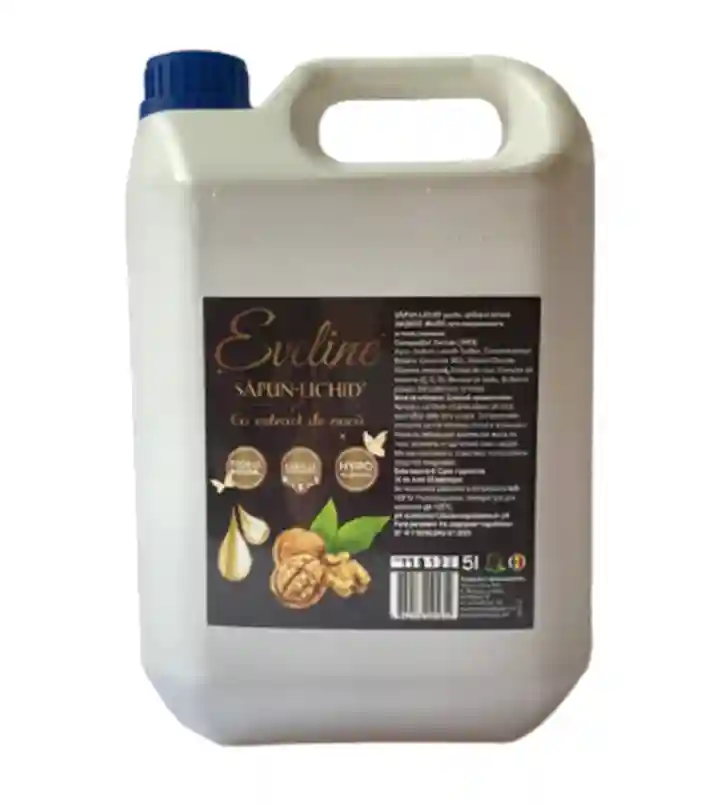 Săpun lichid „EVELINE” Premium canistră 5L Antiseptic - extract de nucă