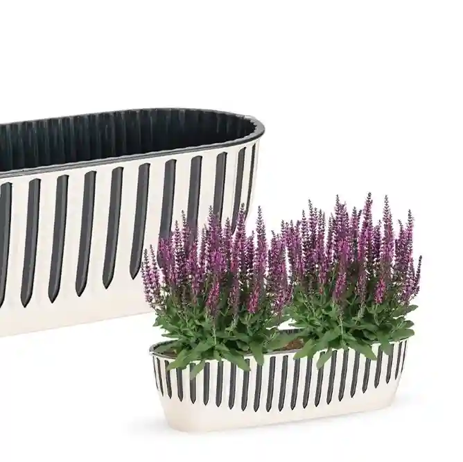 Ghiveci pentru balcon PIANO nr 2 (set 2 in 1) Alb