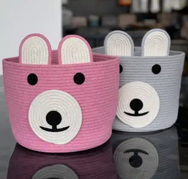 Корзина Teddy Bear овальная из хлопка 25х23 см Розовый