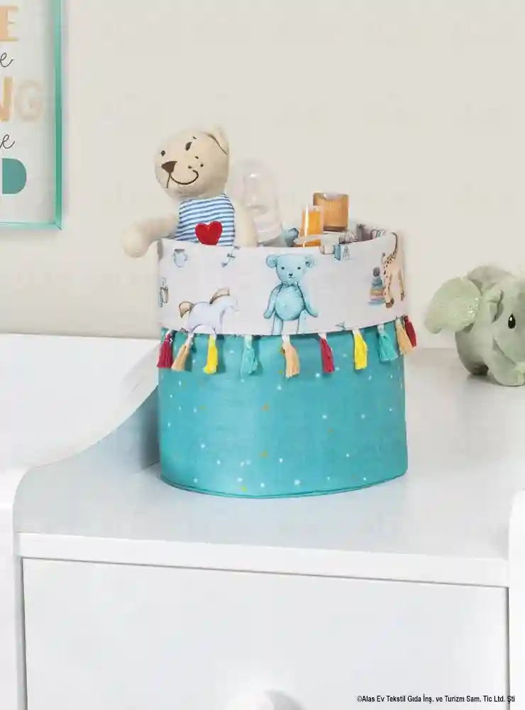 Coș rotund pentru copii 20x20cm Albastru