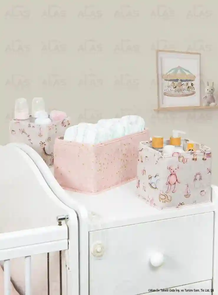 Organizator de sertare 3 piese pentru copii 28x14x14cm (1buc)+ 14x14x14cm (2buc) Roz