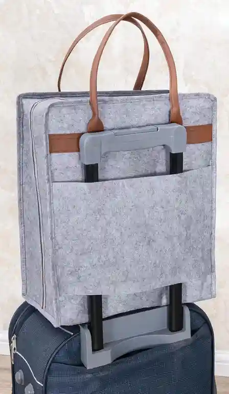 Сумка для обуви Felt Styles с кожаными ручками 35X22X40 см Серый