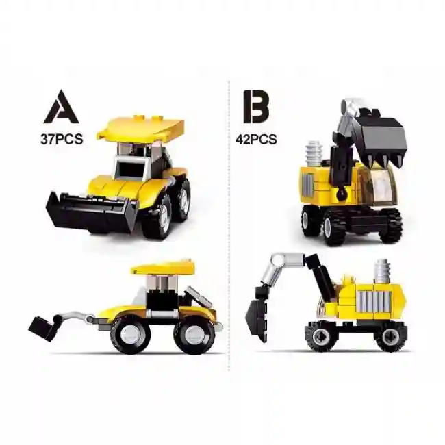 Set de construcție „Echipament de construcție” – 4 modele, 30-42 piese | Jucărie educativă pentru copii