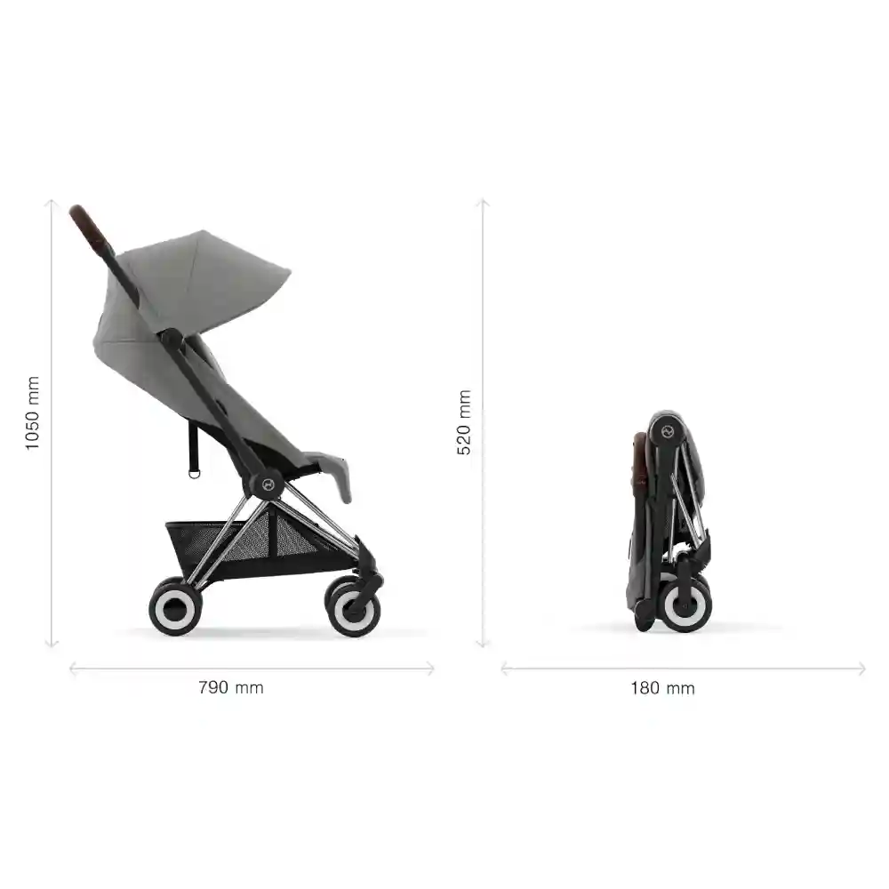 Cybex Carucior ultracompact Coya Chrome Dark Brown Mirage Grey, dark grey