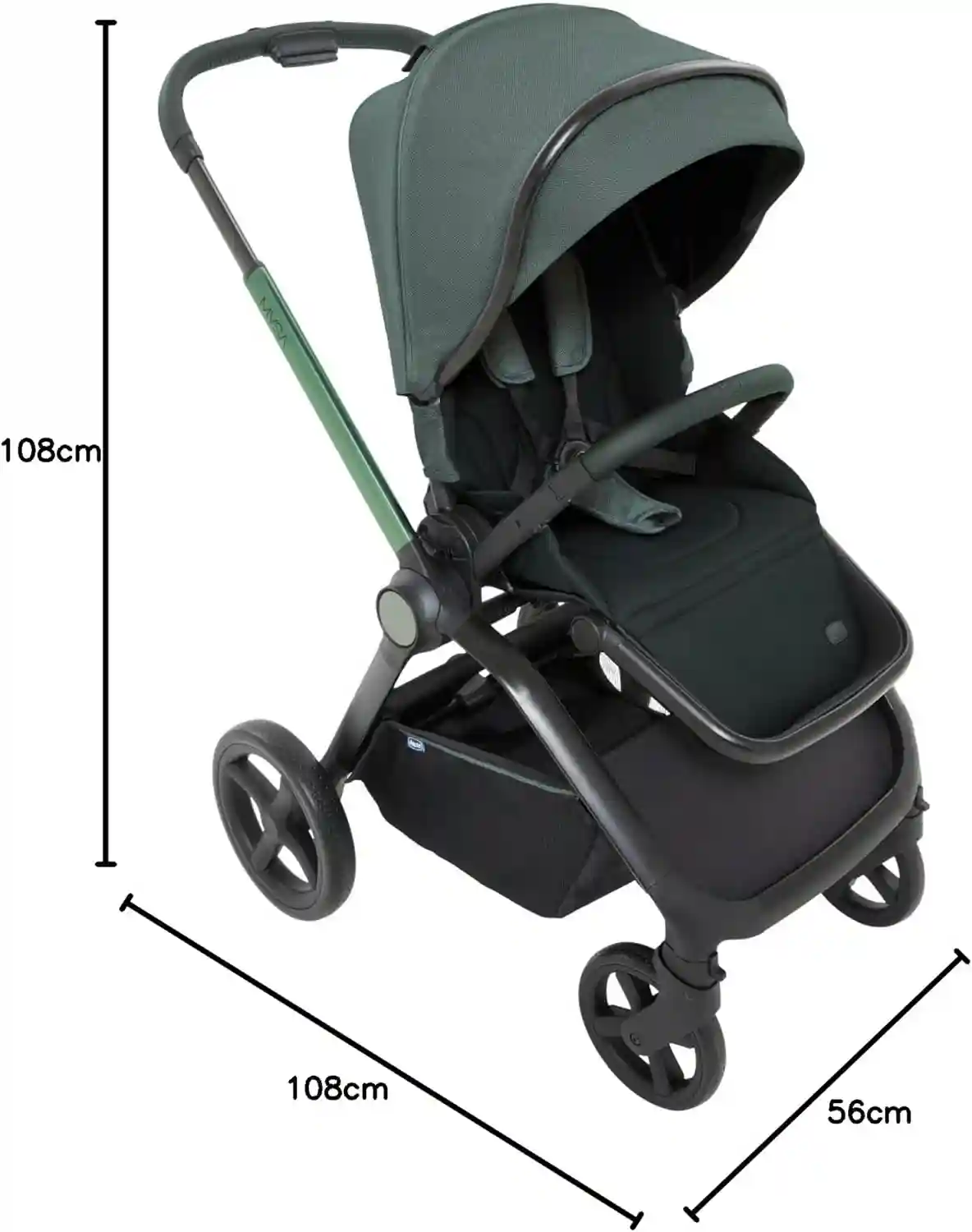 Carucior Chicco Mysa, Jade Green, 0+ luni