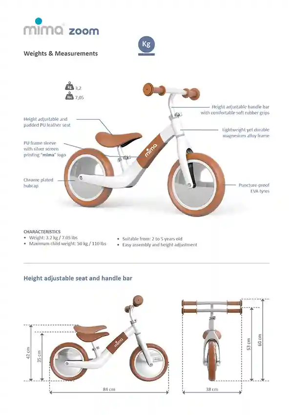Bicicleta fara pedale Mima Zoom White