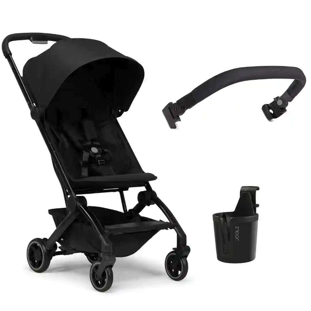Pachet cărucior Joolz Aer+ cu bară și suport de pahar, Space Black