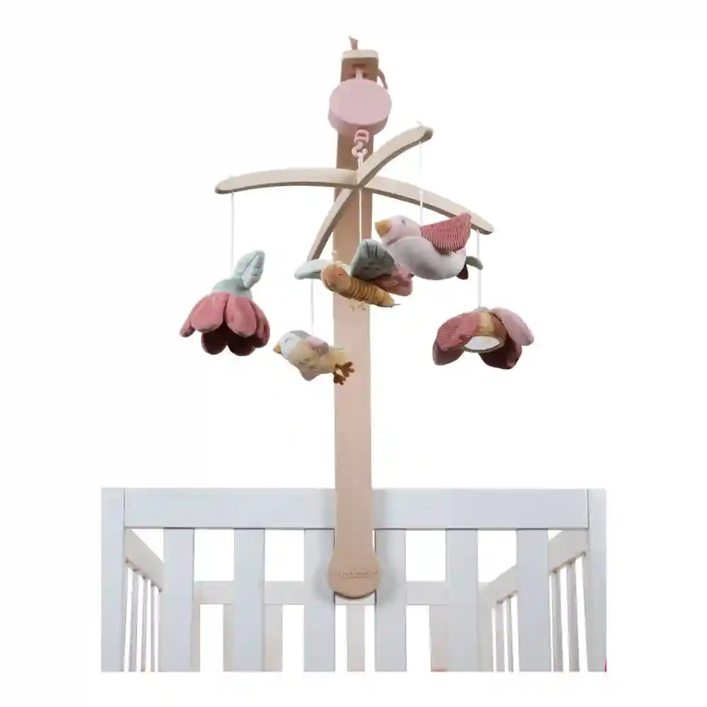 Carusel muzical cu brat din lemn - Colectia Flowers & Butterflies - Little Dutch