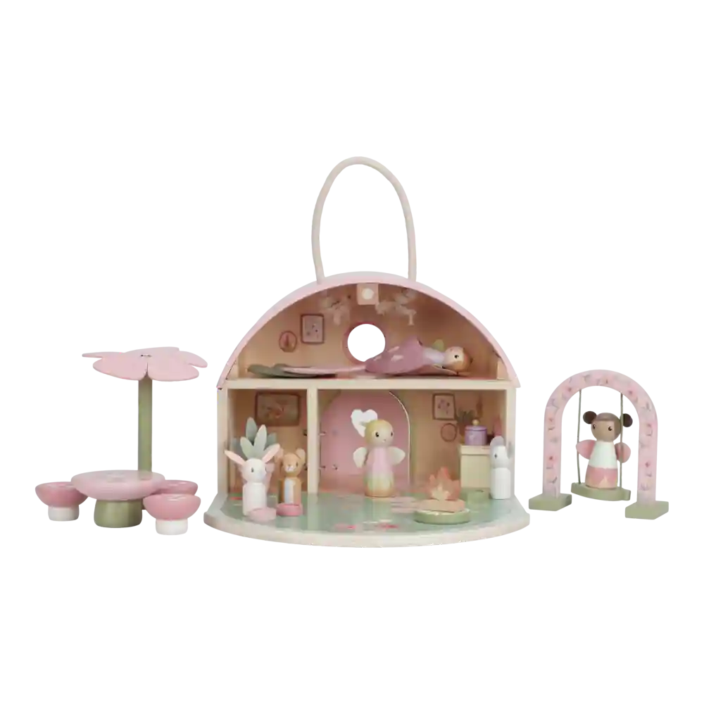 Casuta de papusi portabila din lemn FSC cu zane si mobilier - Fairy Garden - Little Dutch 