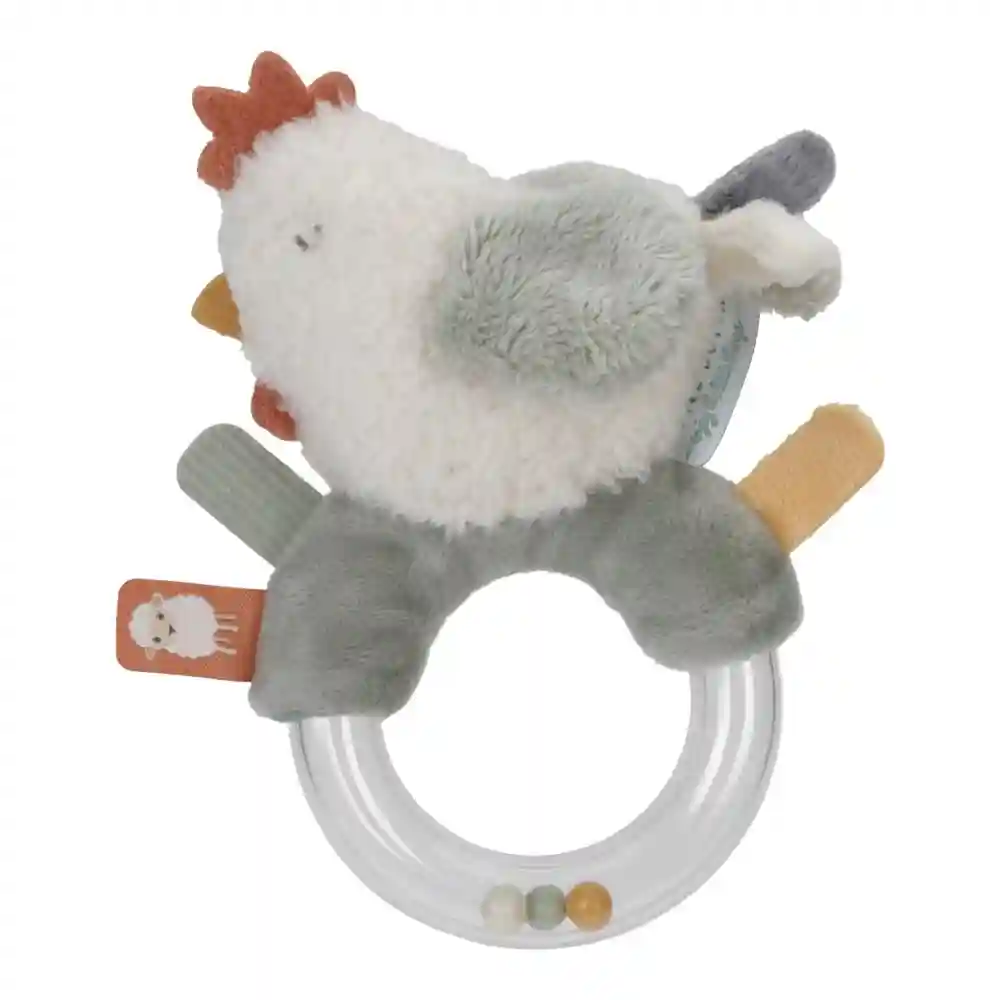 Jucarie din plus cu inel cu margele - Gaina - Little Farm - Little Dutch 