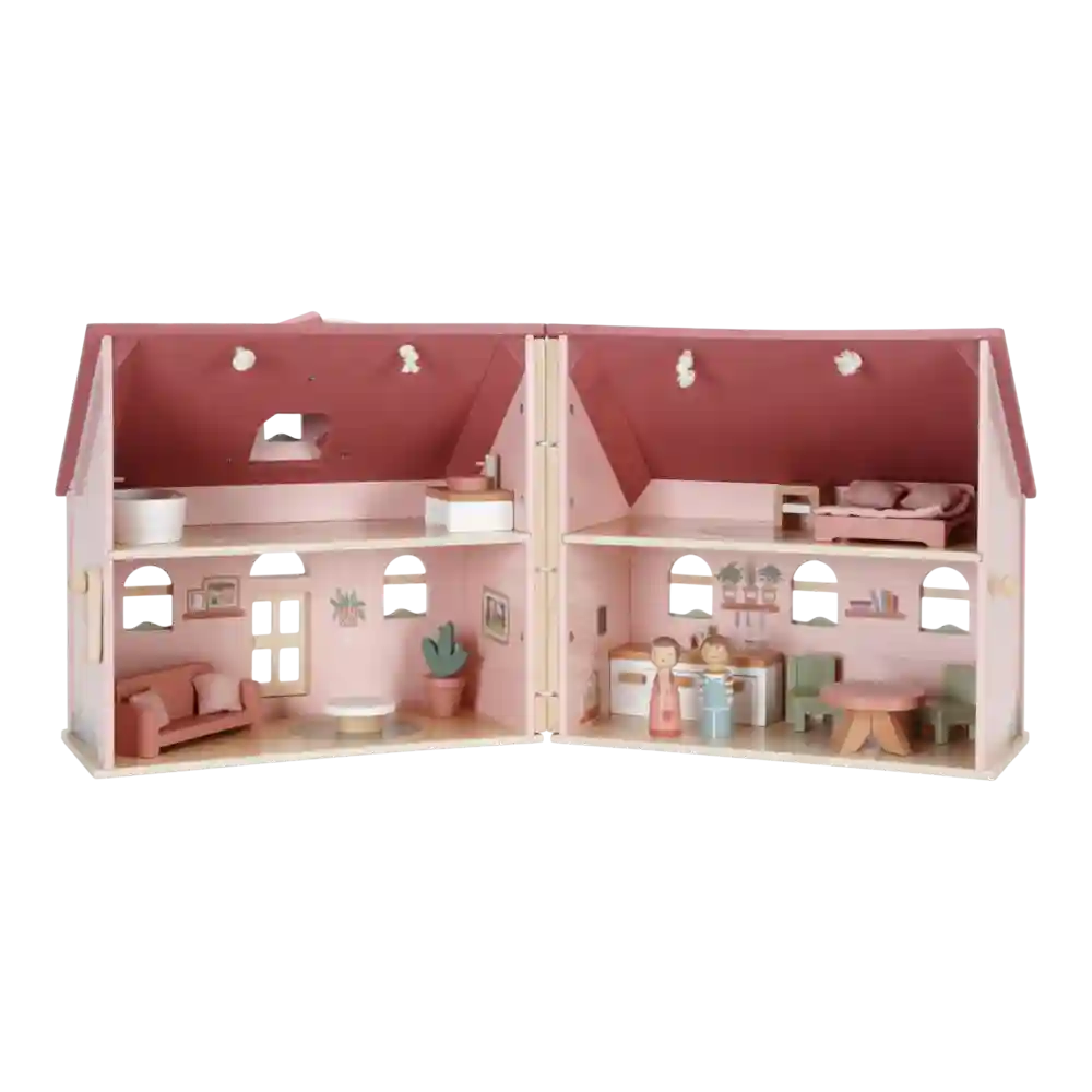 Casuta de papusi portabila din lemn FSC cu mobilier - Little Dutch LD 7116