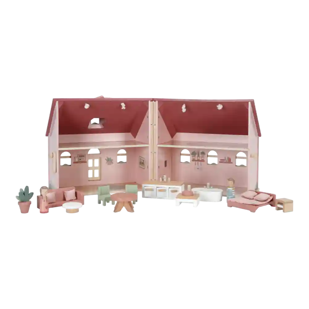 Casuta de papusi portabila din lemn FSC cu mobilier - Little Dutch LD 7116