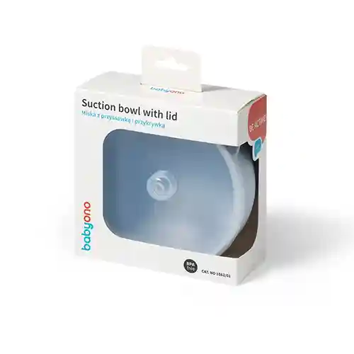  Bol din silicon cu ventuză și capac Albastru, Babyono