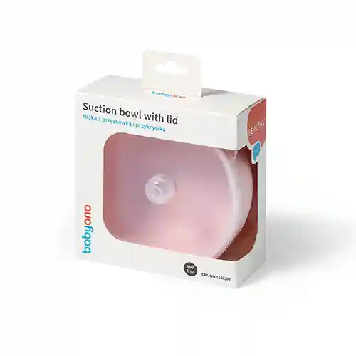 Bol din silicon cu ventuză și capac Pink, Babyono