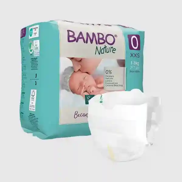Set Scutece Bambo Nature 0  (1-3 kg), 48buc (2x24buc)