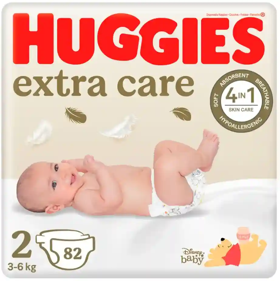 Подгузники Huggies Extra Care 2 (3-6 kg), 82 шт