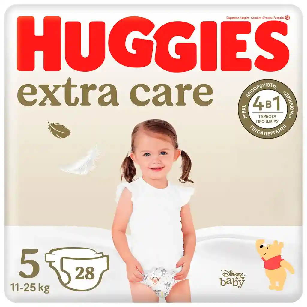 Подгузники Huggies Extra Care Jumbo 5 (11-25 kg), 28 шт