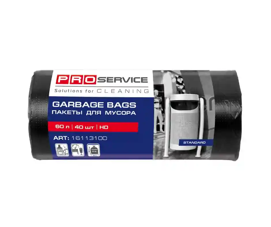 Sac menajer PROservice HD, 60 L, 40 buc, negru  