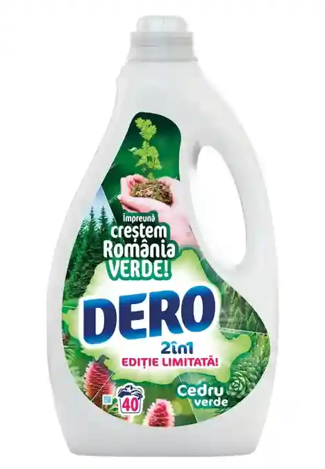Gel concentrat spălare automată Dero 2în1 Gel CedruVerde 2.0L  (40 spălări)