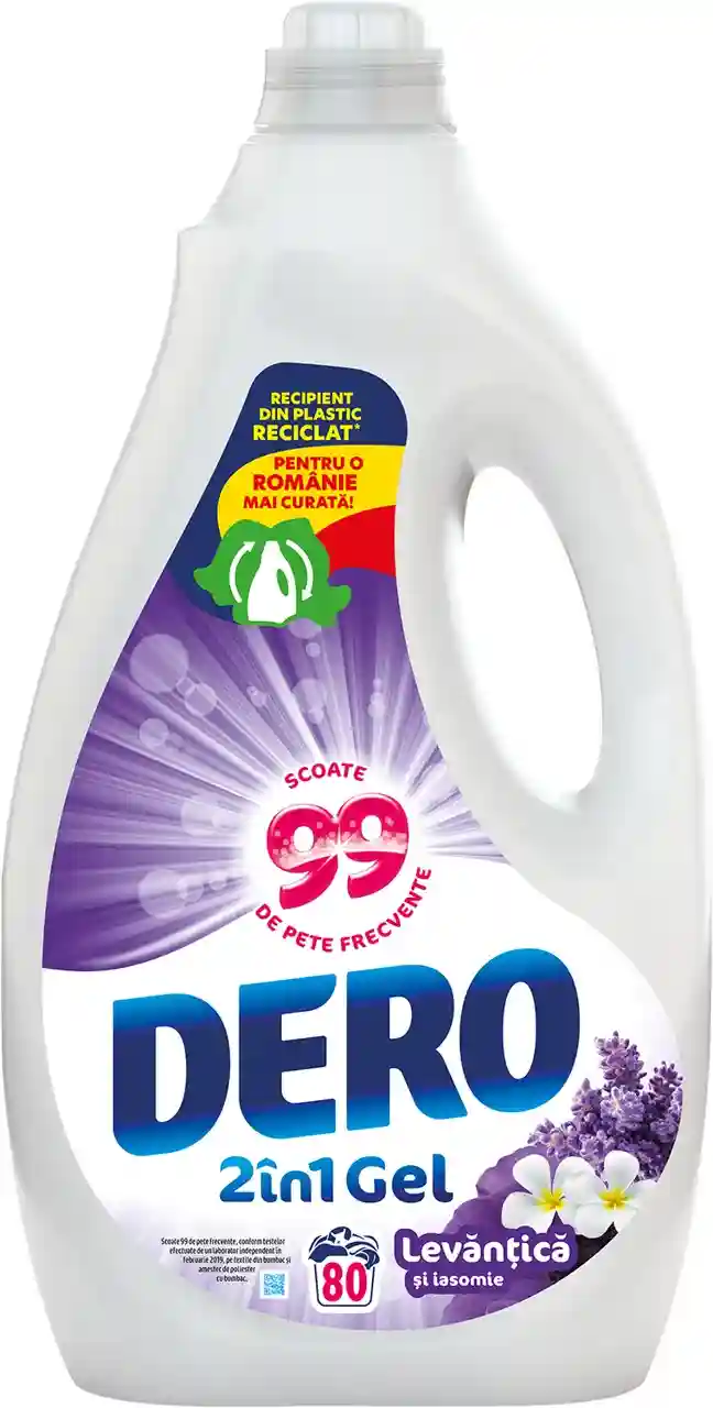 Dero gel 2in1 Levănţică şi Iasomie, 4L, 80 spălări 