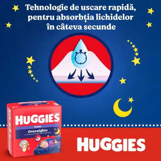 Scutece-chiloţel Huggies Overnights 4 (9-14 kg), 26 buc.