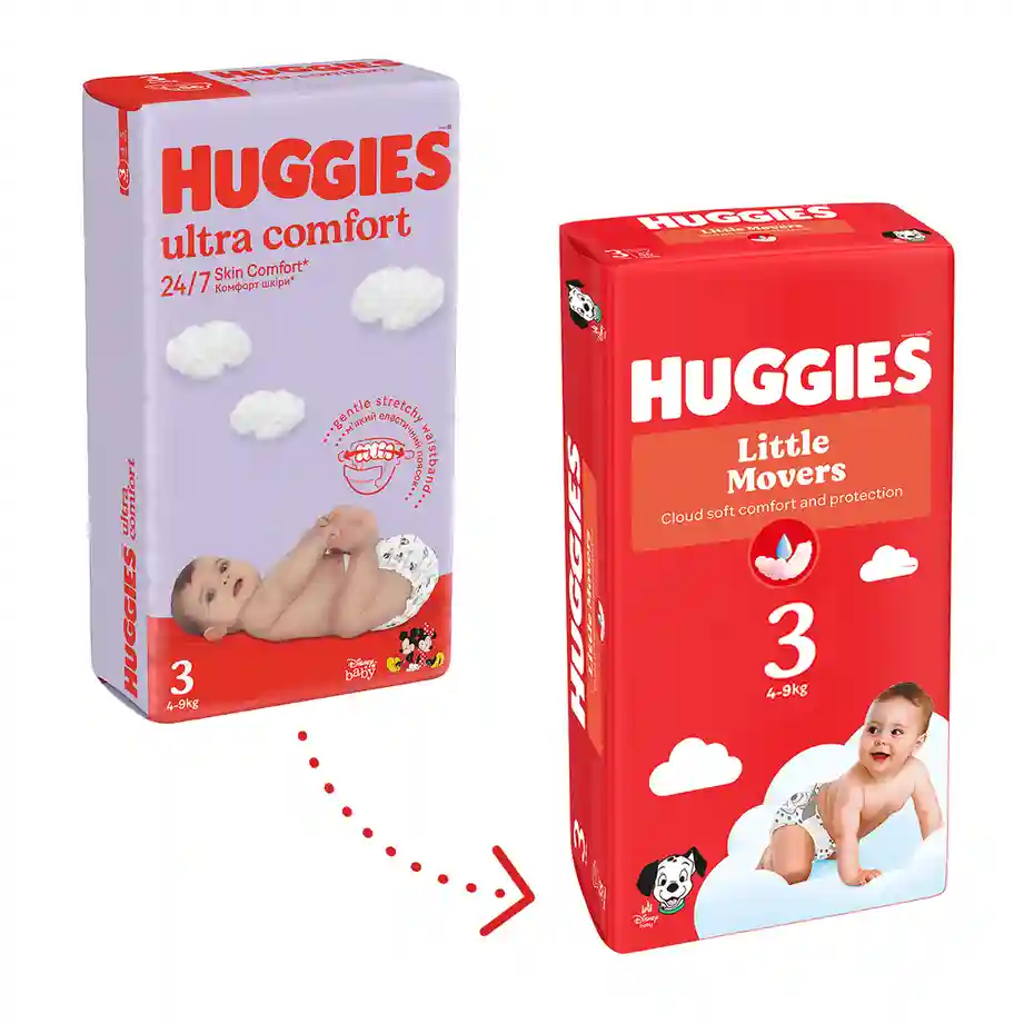 Подгузники унисекс Huggies Little Movers Jumbo 3 (4-9 кг), 56 шт