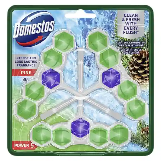 Odorizant pentru toaleta Domestos Power 5 WC block Trio Pack 3*50g - PINE