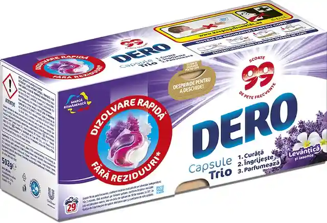 Detergent Dero Capsule Trio Levantica si Iasomie 29 Capsule