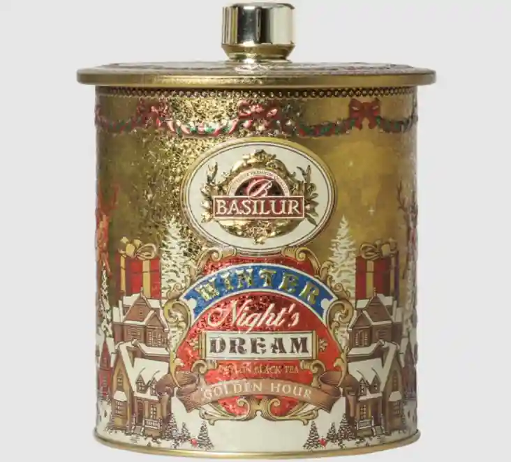 Ceai negru  Basilur Winter Night's Dream  GOLDEN HOUR, cutie metalică, 100 g