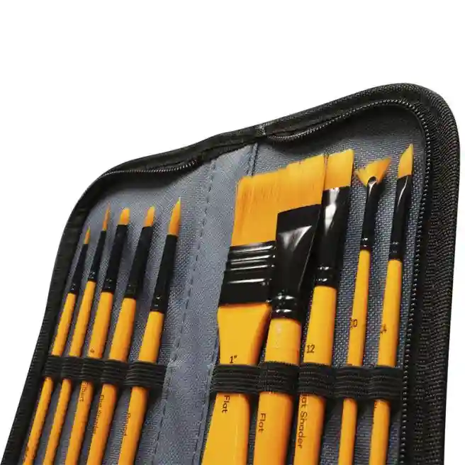 Set pensule pu acril, în penar 11 bucăți